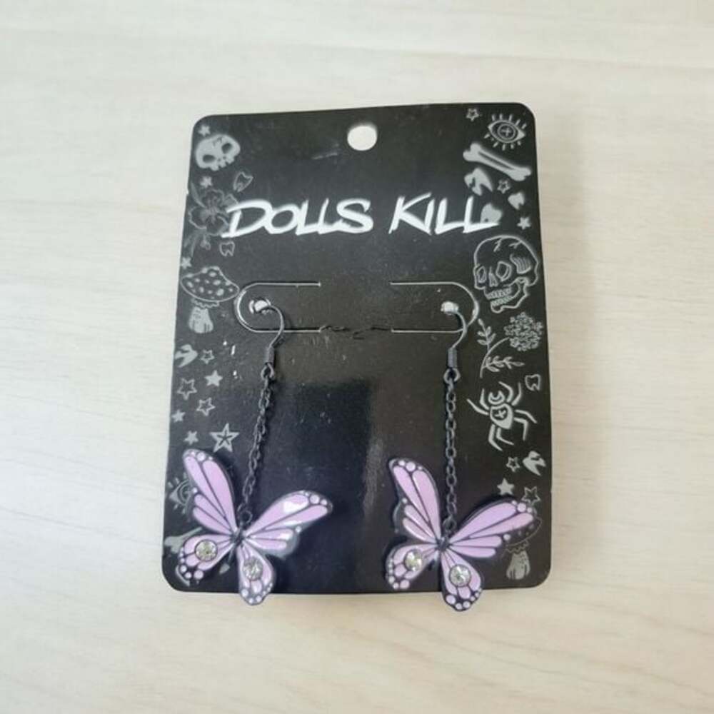 Dolls Kill Purple Monarch Butterfly Earrings